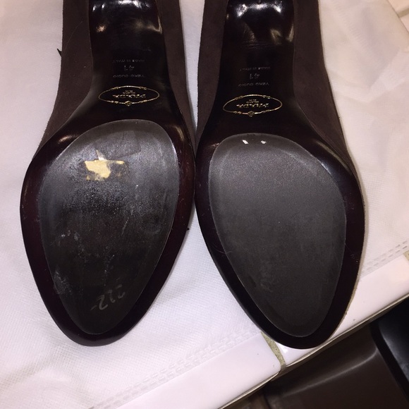 Prada Suede Peep Toe Heels - Picture 5 of 9